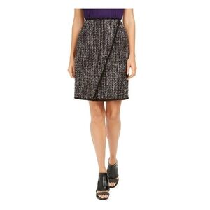 Calvin Klein Women Black Zippered Speckle Above The Knee Pencil Skirt Si…
